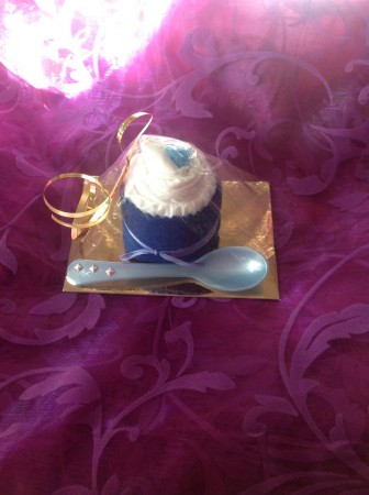 luiertaartje met lepel (blauw) €1,50